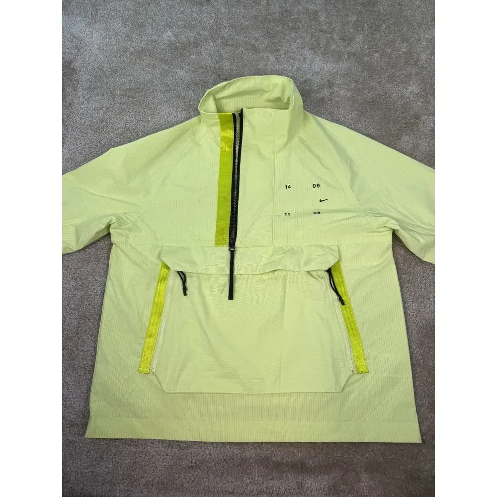 Nike Tech Pack Jacket Mens Small Yellow 1/2 Zip Pullover Windbreaker CK0710-010